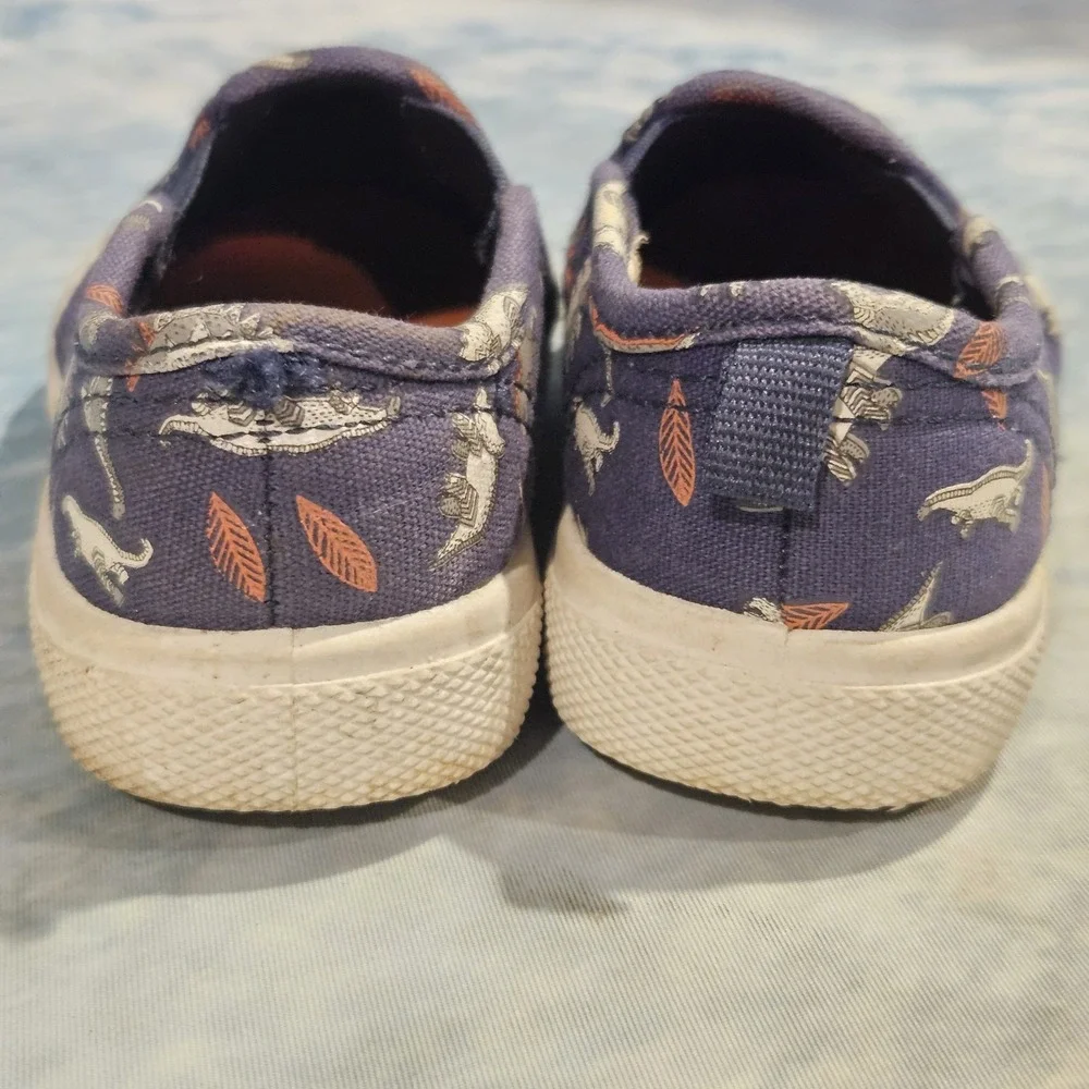 Carter's Toddler‎ Boys Dinosaur Slip On Shoes Blue Canvas Size C6